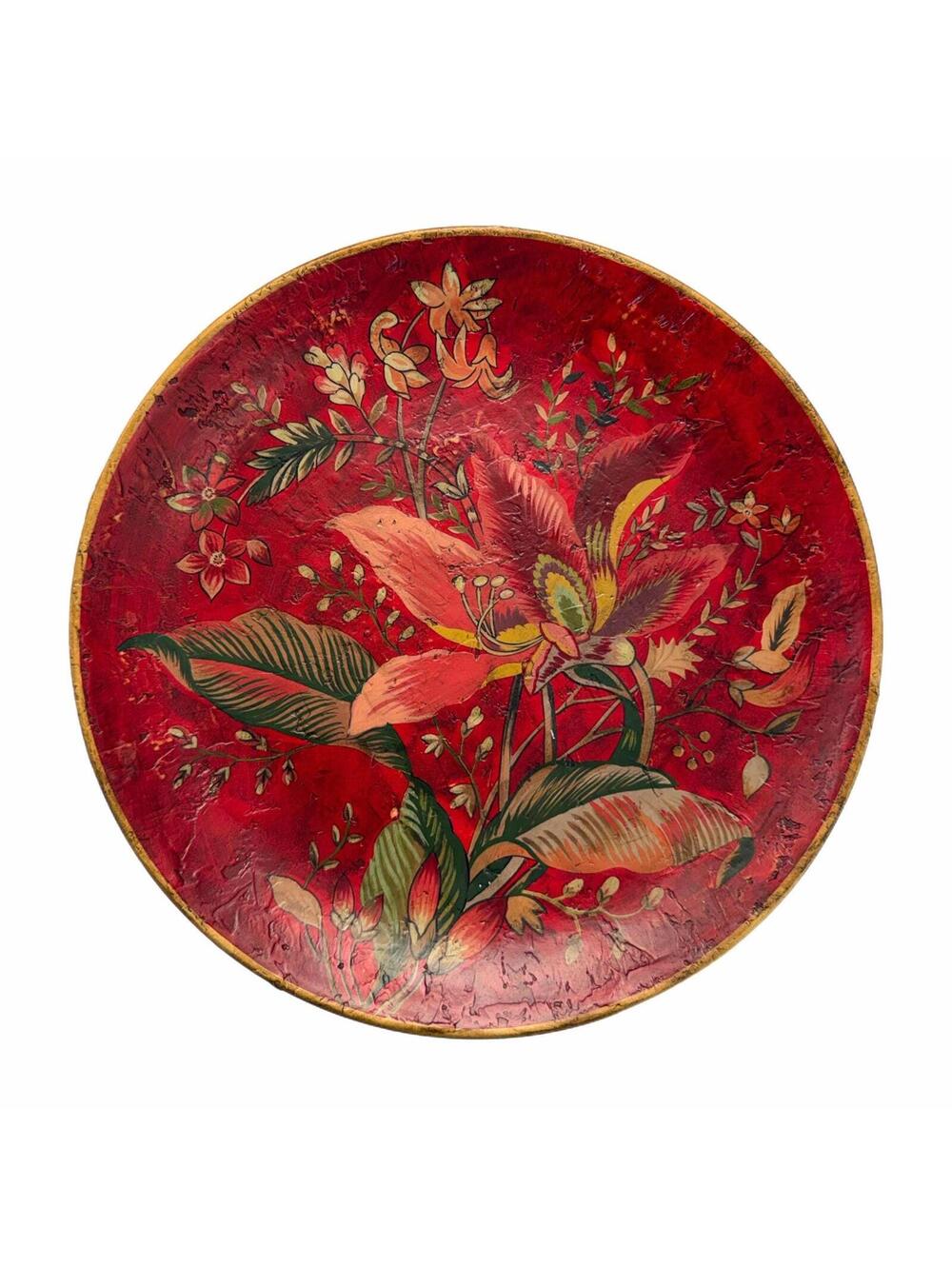 Vintage Toyo Raymond Waites Decorative 10” Red Floral Wall Plate - Collectible
